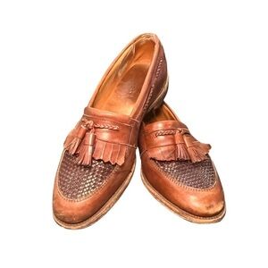 Allen Edmonds Cody Slip On Loafer  Tassel Shoes Woven Leather Brown Size 9D 1849